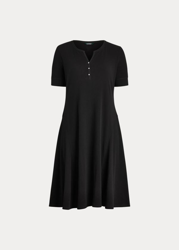 Vestidos Ralph Lauren Mujer Negros - Cotton Fit-and-Flare - UAZIW7308